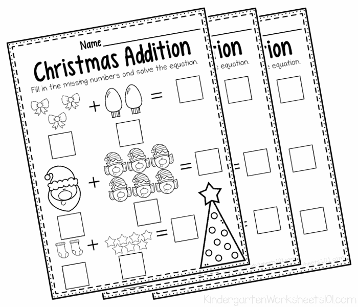 Christmas Addition Practice for Kindergarten