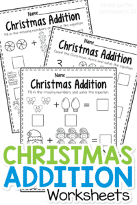 Printable Christmas Addition Worksheets for Kindergartners