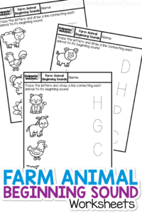 Learning about farm animals? Work on beginning sounds, handwriting skills, and more with these fun farm themed kindergarten worksheets!