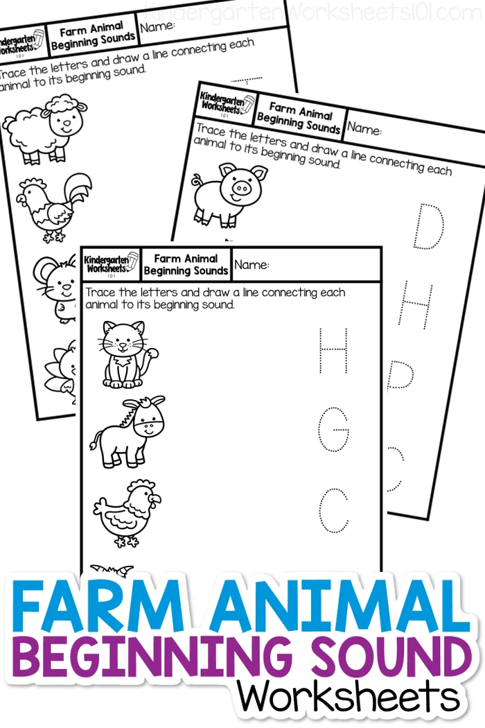 Learning about farm animals? Work on beginning sounds, handwriting skills, and more with these fun farm themed kindergarten worksheets!